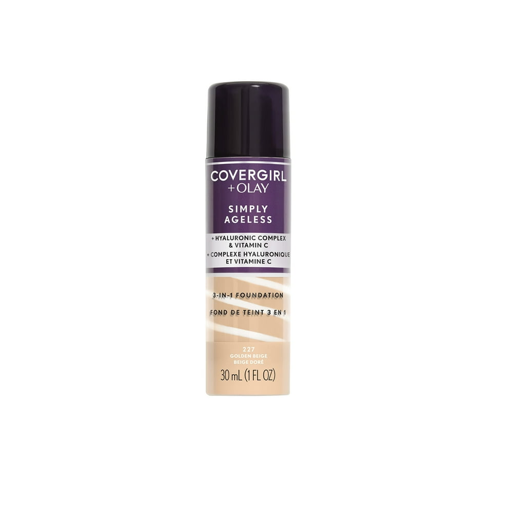 COVERGIRL & Olay Simply Ageless 3in1 Liquid Foundation, Golden Beige 227, 1 fl oz (30 ml