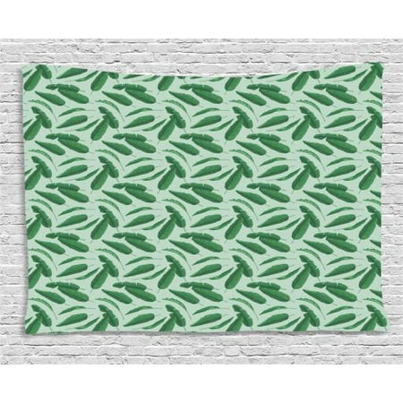 Banana Leaf Tapestry Jungle Rainforest Nature Theme Pattern With Tropical Foliage Wall Hanging For Bedroom Living Room Dorm Decor 80w X 60l Inches