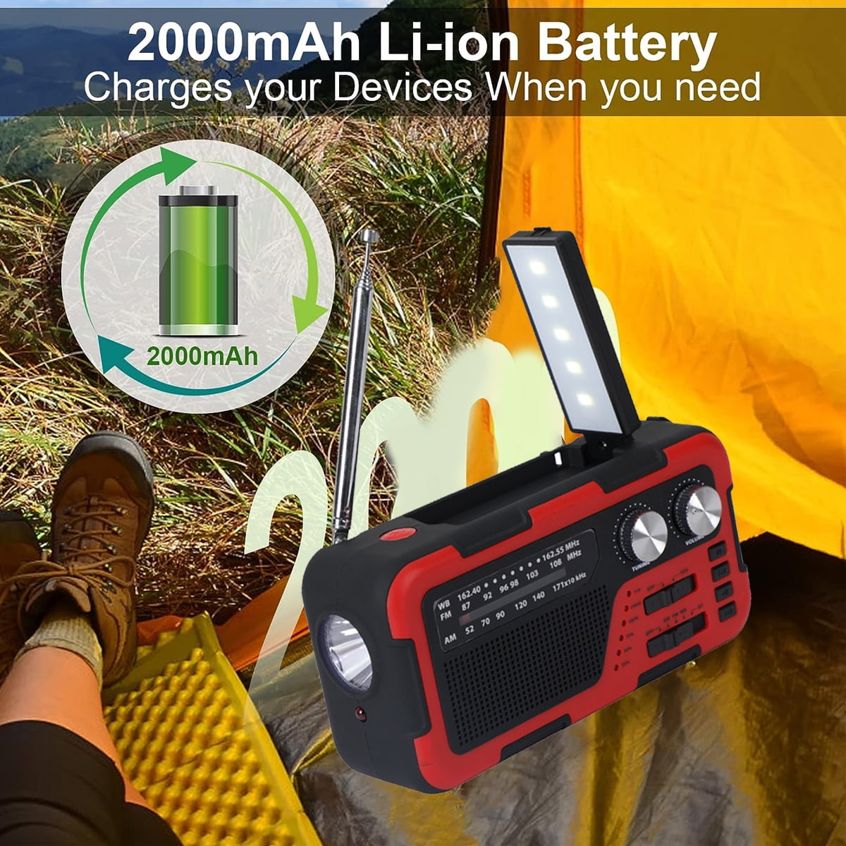 Emergency Weather Radio  Portable with Solar Charging, Hand Crank, AM/FM/NOAA Weather Radio Cccanaooolceie