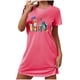 thumbnail image 2 of Camisón corto de talla grande para mujer, camisón de manga corta con estampado de pecho a la moda, camisón para mujer, 2 of 7