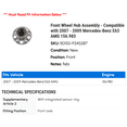 thumbnail image 2 of Front Wheel Hub Assembly - Compatible with 2007 - 2009 Mercedes-Benz E63 AMG 156.983 2008, 2 of 2