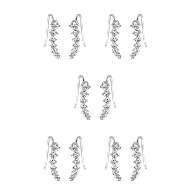 Minnieouse Mujeres Niñas una 7 Crystal Ear Cuffs Hoop Climber Stud Pendientes Star Ear Stud Pin Accesorios de joyería Type4 NO4 Minnieouse CBP048047