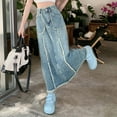 thumbnail image 5 of sunshuilll Women's Casual A-Line Mid-Length Denim Skirt Blue, 5 of 8
