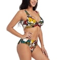 thumbnail image 2 of Daiia Retro Floral Butterfly Women's Bikini Set Two Piece Swimsuit High Waisted Bikini Adjustable Straps Bikini Perfect for Beach, Pool, and Summer Vacation-Large, 2 of 9
