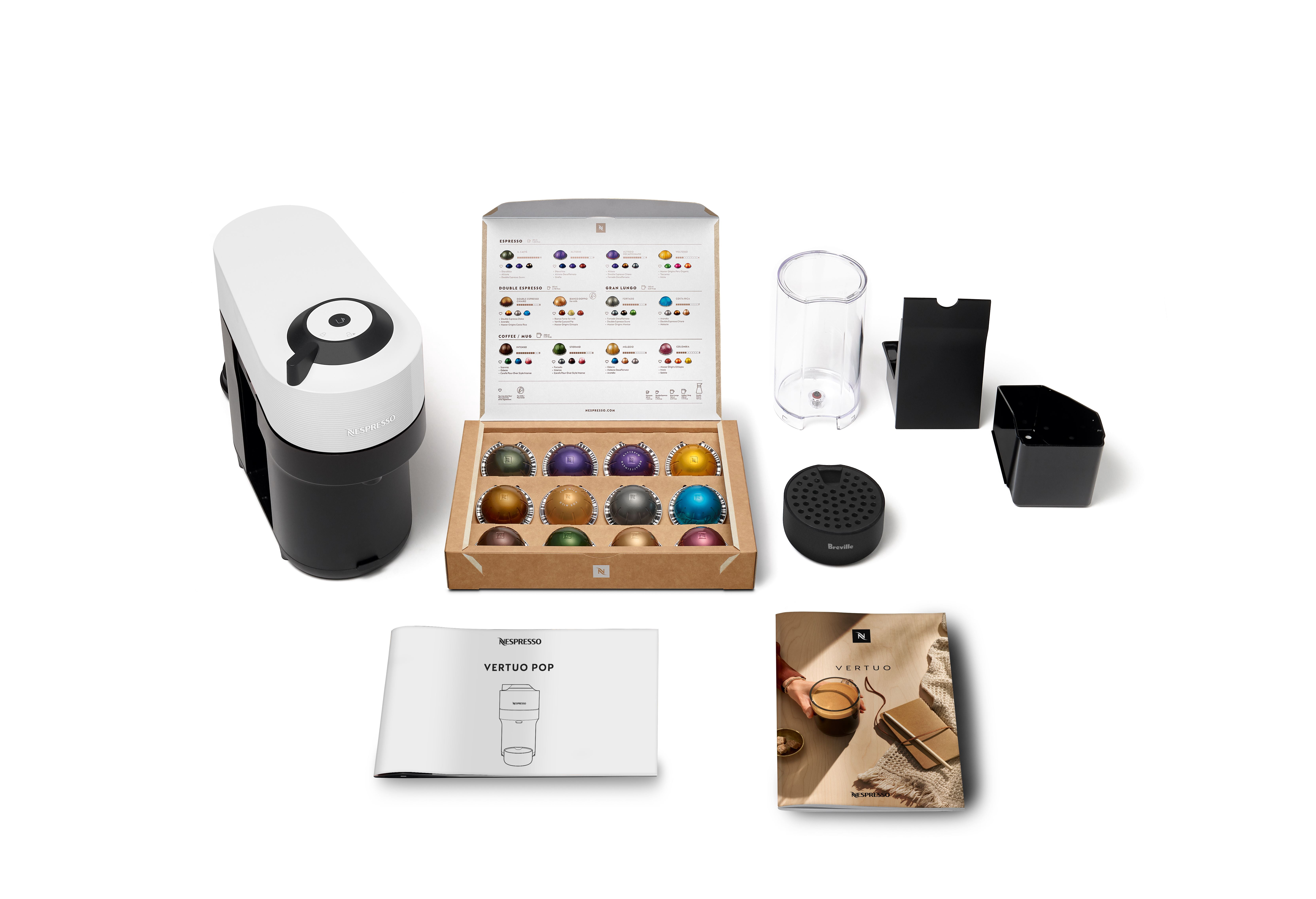 Machine à café et expresso Nespresso Vertuo Pop Coconut White de Breville 6 Tailles de Café