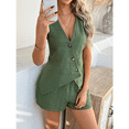 thumbnail image 5 of EASYBRA Women Button Cardigan Vest and Shorts Set Casual Summer Two Piece Resort Outfit, 5 of 7
