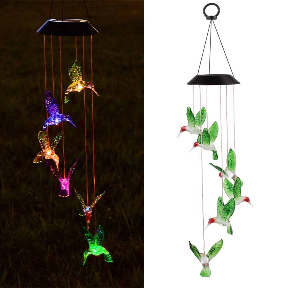 Imeshbean Led Color-changing Power Solar Wind Chimes Yard Home Garden 