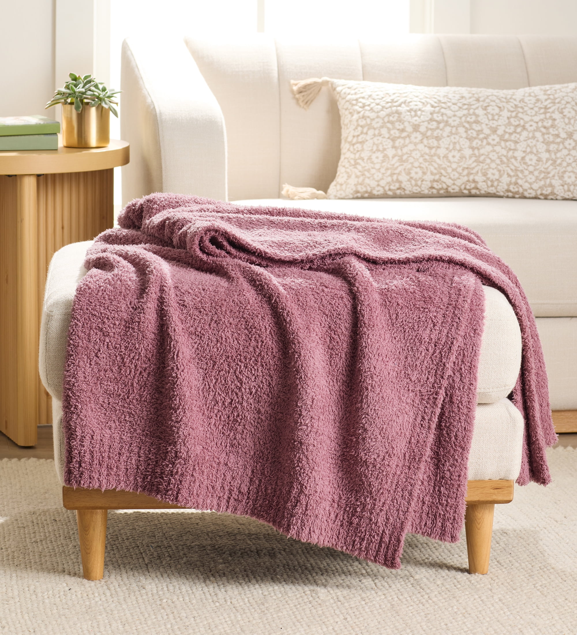 Better Homes & Gardens Oversized Cozy Knit Couch Throw Blanket, Violet Gem, 50 x 72 in