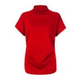 thumbnail image 2 of Blouse Décontractée en Coton à Manches Courtes Col Roulé pour Femmes, T-shirt Grande Taille, 2 of 4