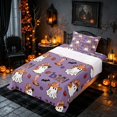 thumbnail image 3 of Homewish Halloween Cowboy Ghost Twin Sheets, Floral Boot Maple Leaf Bedding, Dusty Lavender Orange Brown, 3pcs (1 Flat Sheet, 1 Fitted Sheet and 1 Pillowcase), 3 of 6