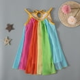 thumbnail image 2 of Fesfesfes Toddler Kids Baby Girls Fashion Cute Sleeveless Suspender Rainbow Striped Lace-Up Chiffon Dress Under 10$, 2 of 9
