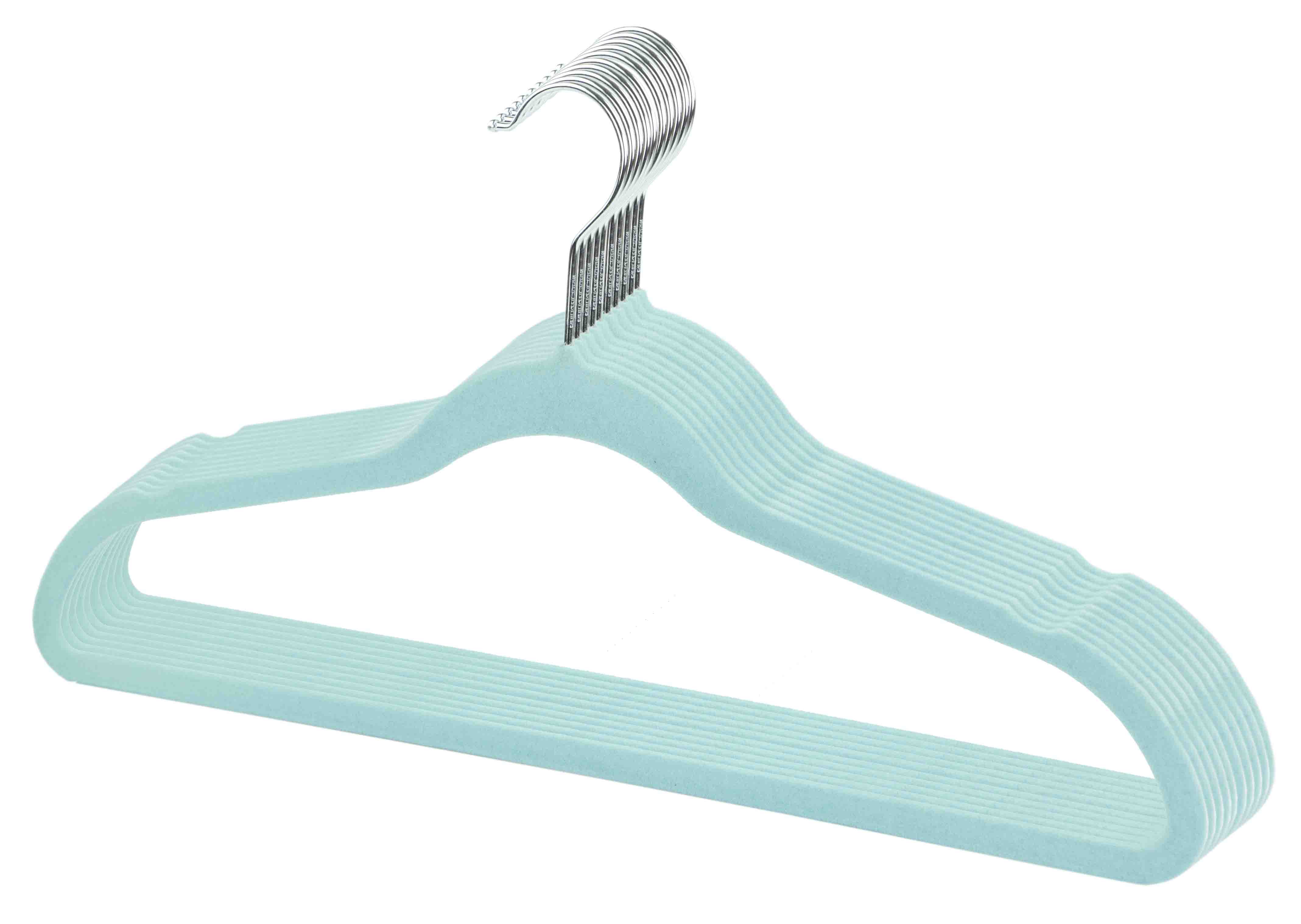 60-Pack 6 Colours Basics Space Saving Non-Slip Plastic Hangers with 10 Finger Clips 