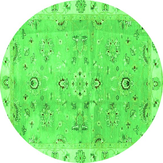 Ahgly Company Indoor Round Oriental Green Traditional Area Rugs, 3' Round