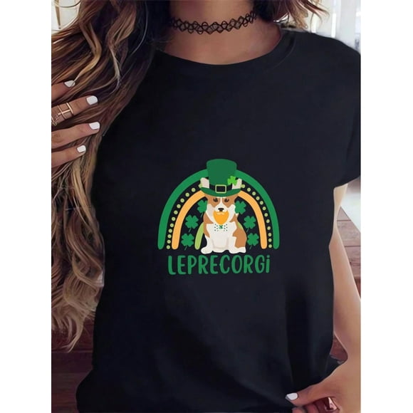 Trauma Nurse St Patrick'S Day Irish Shamrock Dogs Shirt Clothes St Patrick'S Day Versatiletops ShortCamisetas de verano para mujer, manga corta, cuello redondo, casual, lindo, con gráficos, camisetas