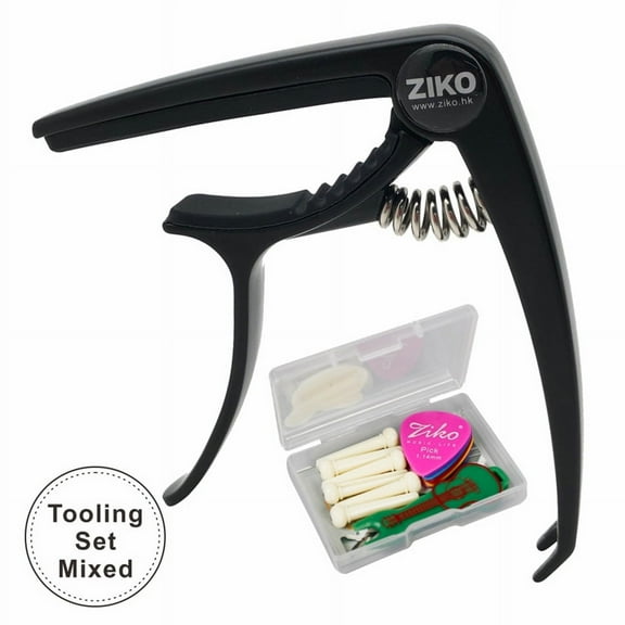 Ziko Guitar Capo for 6 String Acoustic Guitar and Guitar Clip for Electric Guitar Black Chrome DC-10