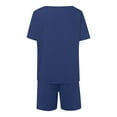 thumbnail image 5 of Riforla Women's Summer Fashion Casual Two Piece Outfits Crew Neck Short Sleeve Shirts and High Waist Shorts Sets Elegant Women's Sets Blue M, 5 of 5