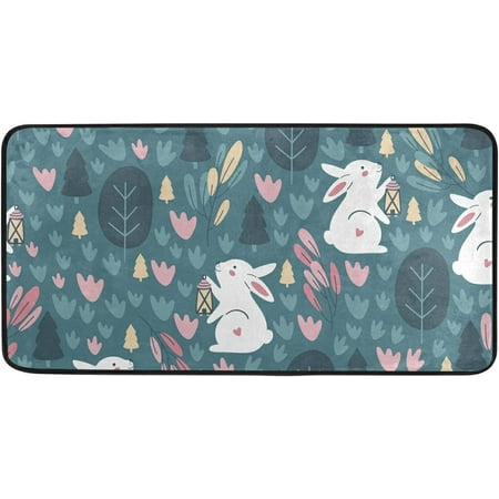 

SKYSONIC Easter Bunny Eggs Kitchen Rug Non-Slip Bath Rug Doormats Anti Fatigue Runner Comfort Floor Mat 39 x 20 Inch