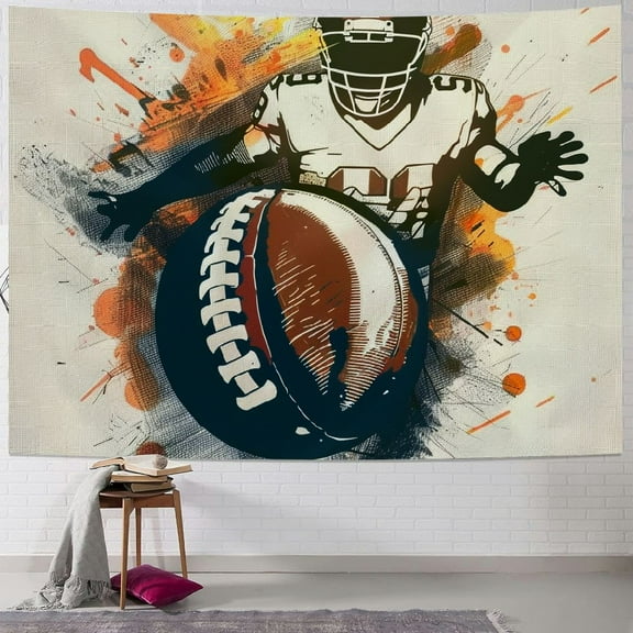 BCIIG Football Tapestry Wall Hanging Unique Style Graphic Tapestries Home Wall Decor Art for Living Room Bedroom Apartment Farmhouse Dorm 40x30inch