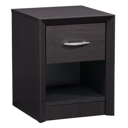 Atlin Designs 1 Drawer Nightstand in Black Faux Woodgrain