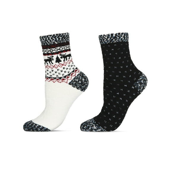 MeMoi 2 Pairs Women's Fairisle Border Cloud Soft Crew Socks - Mens - Male