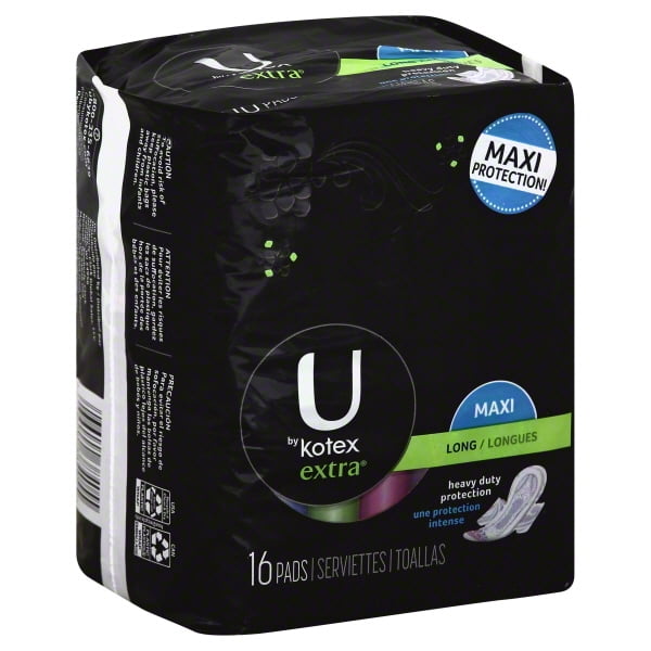 U By Kotex Extra Maxi Long Pads 16 CT