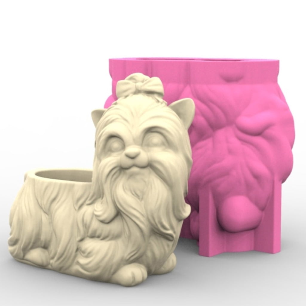 WINDLAND Pen Holder Moulds Dog Shape Epoxy Resin Molds Silicone Moulds Concrete Casting Molds for Making Decorative Flower Pots