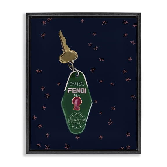 Stupell Industries Traditional Glam Fashion Keychain Black Floating Frame Canvas Art, 17 x 21, by Amelia Noyes