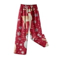 thumbnail image 3 of DHFJKG Kids Christmas Flannel Casual Pants Fuzzy Cartoon Print Winter Warm Bottoms Loose Fit Wide Leg Elastic Waist Comfort Trousers, 3 of 5
