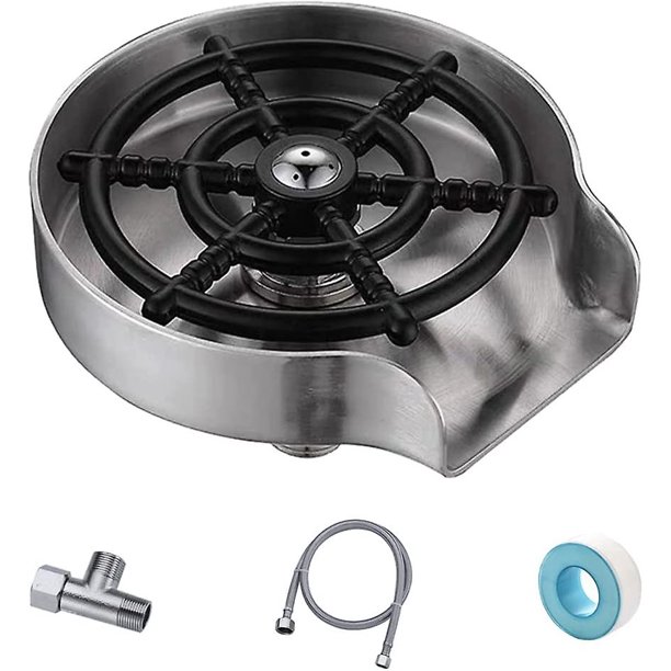 Enjuagador de vidrio para fregaderos de cocina, Lavador de taza de acero inoxidable, Enjuagador de taza de fregadero de cocina, Accesorios de fregadero de cocina, Limpiador de taza, Lavador de vi