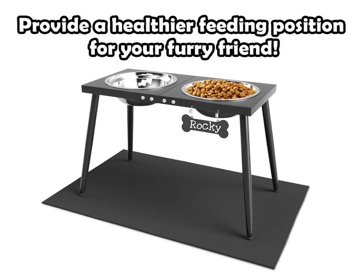 Metal Elevated Dog Bowls for Extra Large & Large Dogs,15'' Tall Dog Feeder with Bowls and Sprill Proof Mat