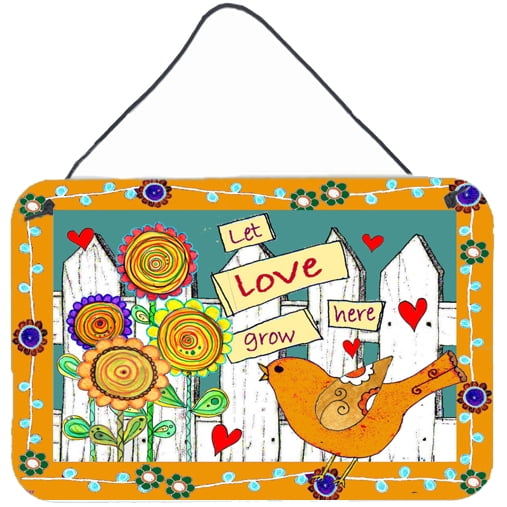 Carolines Treasures PJC1101DS812 Let Love Grow Here Wall or Door Hanging Prints  8x12 multicolor