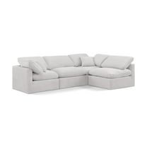 Meridian Furniture Indulge 129" Velvet L-Shaped Modular Sectional in Cream