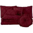 thumbnail image 5 of Chezmoi Collection Sydney 7-Piece Pinch Pleat Comforter Set, Lightweight Pintuck Bedding for All Season, Extra Wide King, Burgundy, 5 of 7