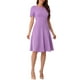 thumbnail image 1 of Vestido midi de mujer con cuello cuadrado, mangas cortas fruncidas y corte A de la edición INSPIRE CHIC en color lavanda, 1 of 6