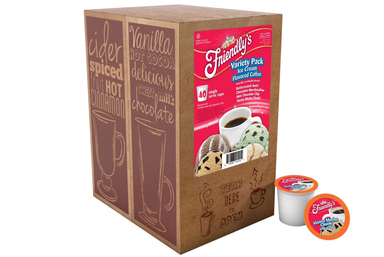 Friendly’s Premium Assorted Ice Cream Flavored Coffee Pods Made with Premium Coffee Beans, 40 Pack
