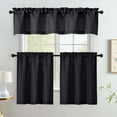 thumbnail image 7 of OVZME Bethany 2 Panels Small Cafe Curtains 30 Inch Length, Faux Linen Textured Half Window Curtains for Kitchen Bathroom Farmhouse Country, Light Filtering Black Short Curtains, Each 30"Wx30"L BLACK, 7 of 7