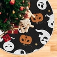 thumbnail image 5 of ZOEO Merry Christmas Tree Skirt, Cute and Scary Ghost Pumpkin Small Xmas Decorations Burlap Red Stitch Tree Skirt for 4 ft Tree 36 inch, 5 of 6