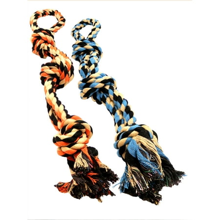Dog Toys for Aggressive Chewers - Set of 2 XL Dog Rope Toy for Large Breed
