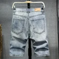 thumbnail image 5 of Pantalones vaqueros cortos para hombre, talla grande, rectos, de mezclilla, rotos, de gran tamaño, tendencia 2024, botones de diseñador, retro, novedad en lujo, emo, 5 of 5