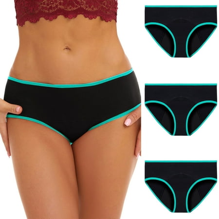 

amousa Underwear Plus Size For Women Absorbent Waterproof Liquid Traceless Low Waist Triangular Physiological Panties 3PC