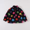 thumbnail image 2 of JUMEYU Kids Fleece Jacket with Hood Toddler Girls Flower Print Fleece Zip-Up Jacket Winter Coat 5T 6T (Black,5-6 Years), 2 of 8