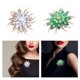 thumbnail image 1 of 2 Uds. Broches de Solapa , Broches Y Pines para Mujer, Broche de Flor Chapado en Aleación de Cristal, Colgante , Verde blanco Fernando broche, 1 of 7