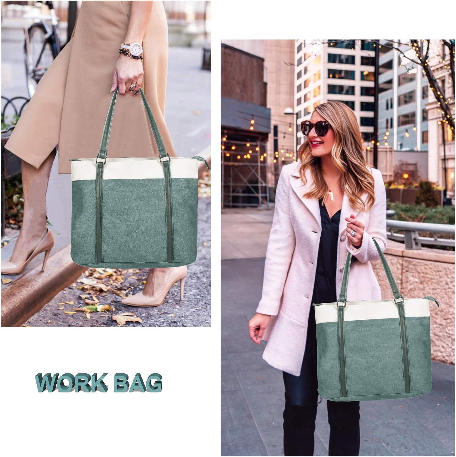 Lohol 15.6" Laptop Tote Bag for Women Fahion Work Purse with Zipper Pockets for Teachers Brown