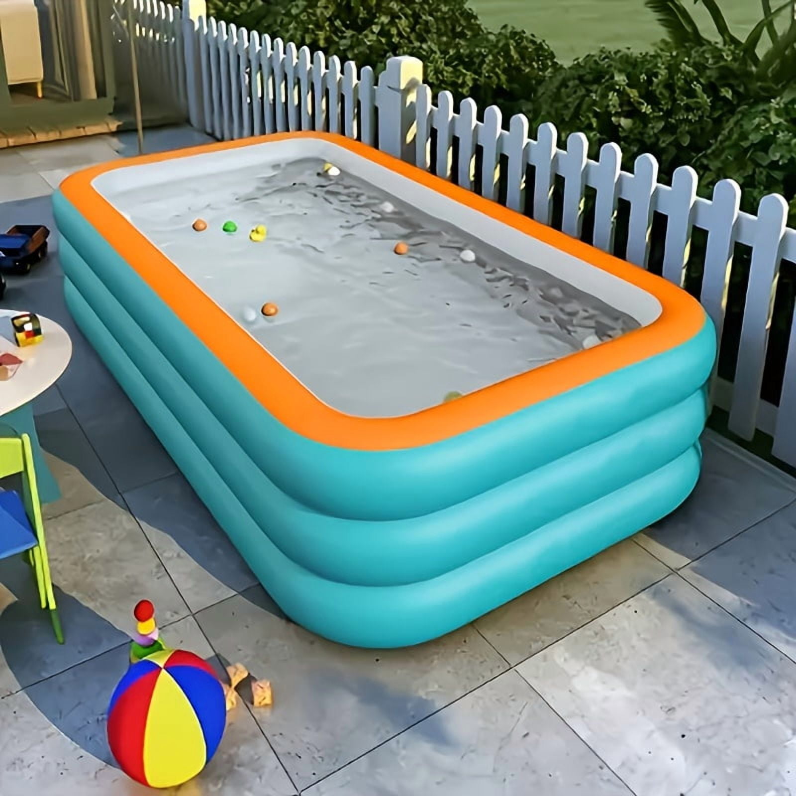 Extra-Large 4-Ring Inflatable Swimming Pool for Family Fun - Durable PVC, No Power Needed, Perfect for Outdoor Summer Parties & Water Play