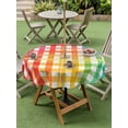 thumbnail image 5 of Outdoor Tablecloth with Umbrella Hole Zipper Colorful Stripe Round Tablecloth 54" Waterproof Outside Table Cloth Farmhouse Striped Modern Abstract Art Patio Table Cover Tablecloths for Picnic Party, 5 of 8