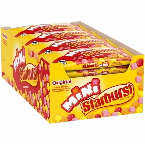 Starburst Mini Original Fruit Chews, 24 Count Bulk Display, 1.85 oz Bags
