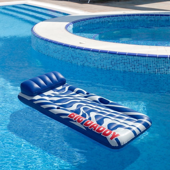 82" Big Daddy Inflatable 1-Person Swimming Pool Lounge - Blue/White