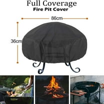 UHUSE Terrace Round Fire Cover Waterproof UV Protection Grill BBQ Outdoor Black