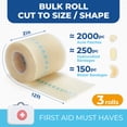thumbnail image 3 of LotFancy Hydrocolloid Bandage Roll, 2in x 12ft, 3 Rolls, Waterproof Hydrocolloid Adhesive Dressing, 3 of 10