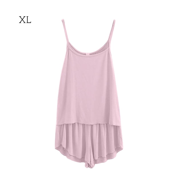 Conjunto de pijama de 2 piezas para mujer, chaleco sexy, pantalones cortos, ropa de dormir, ropa de dormir, rosa, XL AweSitey AP001253-08